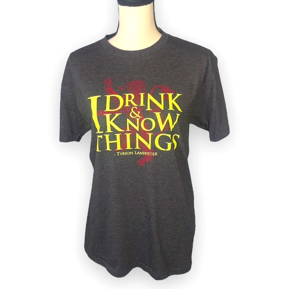 Game of Thrones I Drink And I Know Things Graphic Tee Charcoal Gray Medium